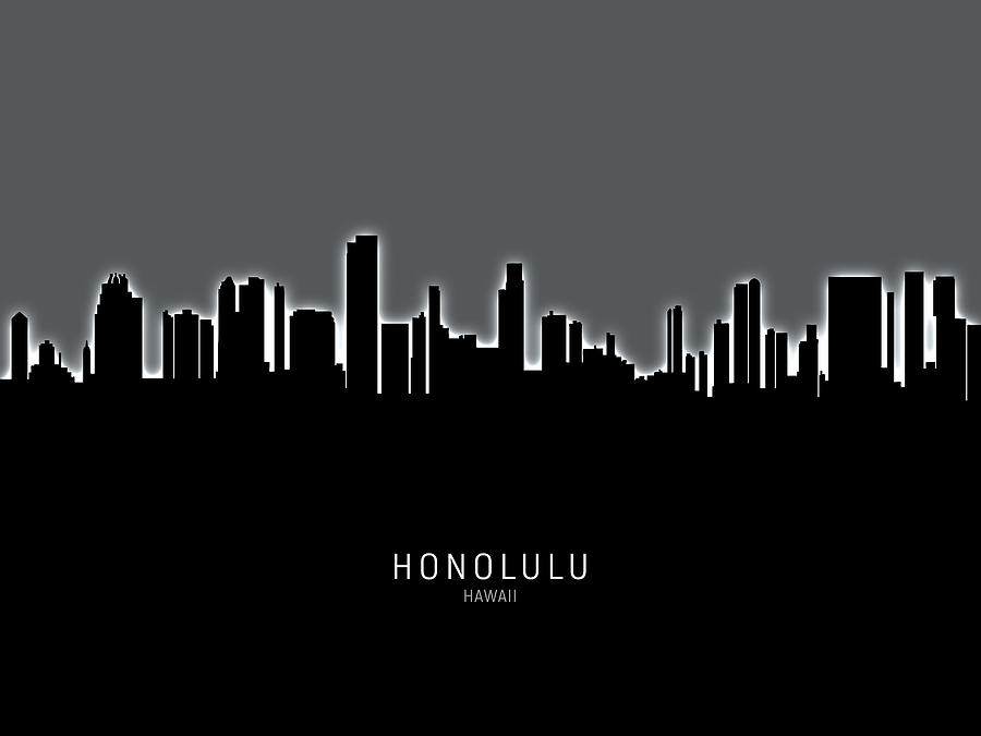 Honolulu Digital Art - Honolulu Hawaii Skyline #13 by Michael Tompsett