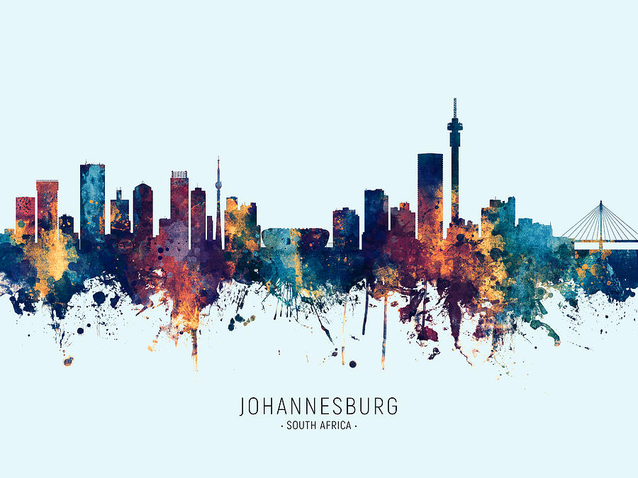 Johannesburg South Africa Skyline #13 Digital Art by Michael Tompsett