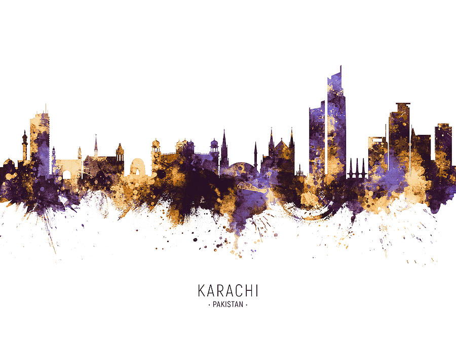 Karachi Pakistan Skyline #13 Digital Art by Michael Tompsett