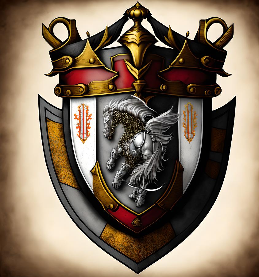 Knight's Ancient Crest, Generative AI Illustration Digital Art by ...