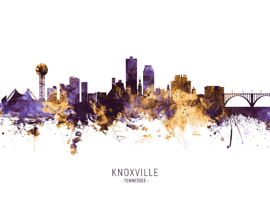 Knoxville Digital Art - Knoxville Tennessee Skyline #13 by Michael Tompsett