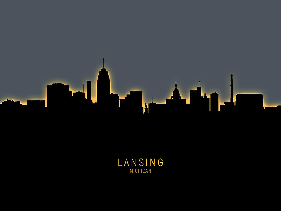 Skyline Digital Art - Lansing Michigan Skyline #13 by Michael Tompsett