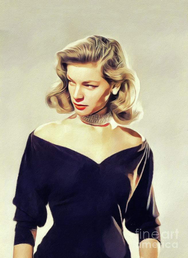 Vintage Painting - Lauren Bacall, Vintage Movie Star #13 by Esoterica Art Agency