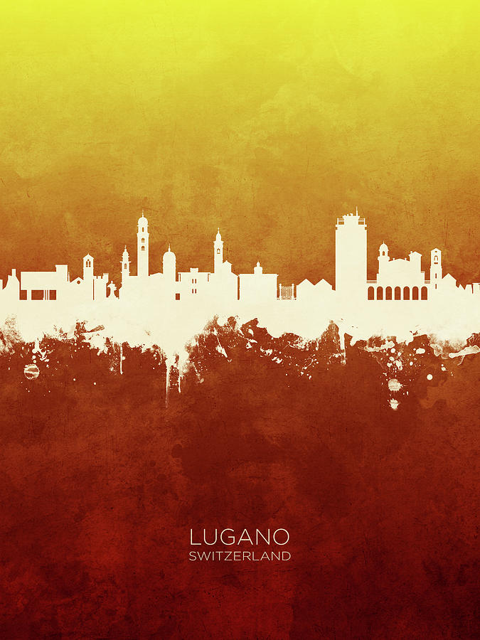 Lugano Switzerland Skyline #13 Digital Art by Michael Tompsett