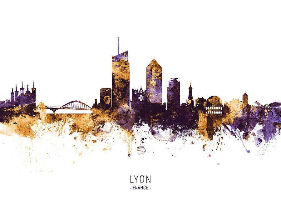 Lyon France Skyline #13 Digital Art by Michael Tompsett
