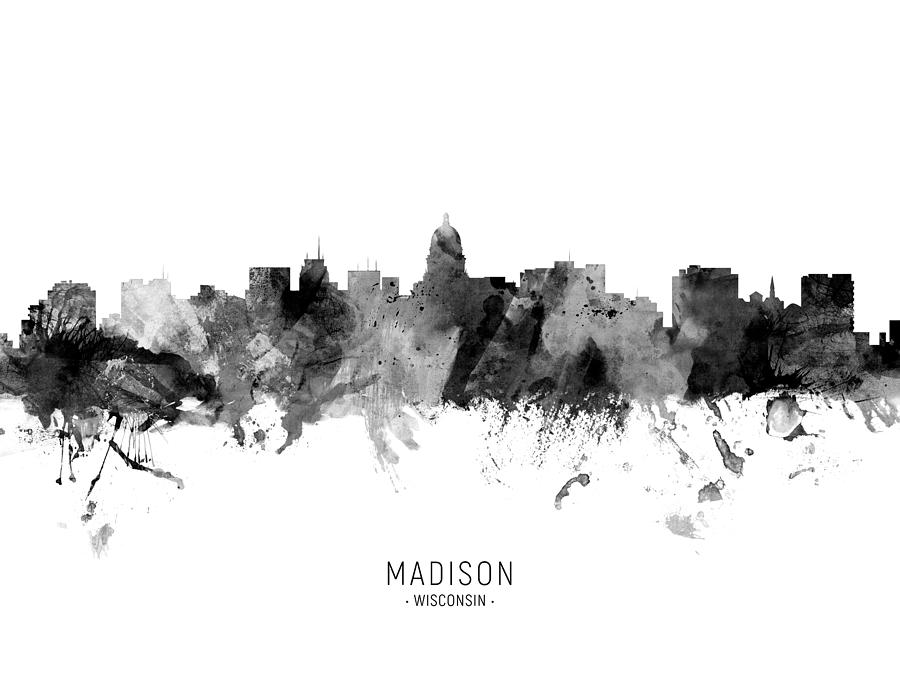 Madison Wisconsin Skyline #13 Digital Art by Michael Tompsett