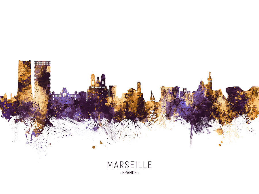 Marseille France Skyline #13 Digital Art by Michael Tompsett
