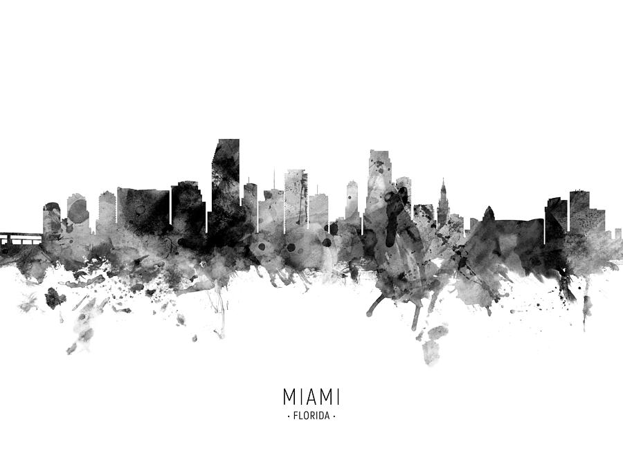 Miami Florida Skyline #13 Digital Art by Michael Tompsett