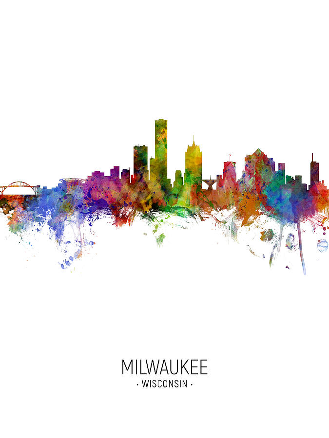 Milwaukee Digital Art - Milwaukee Wisconsin Skyline #13 by Michael Tompsett