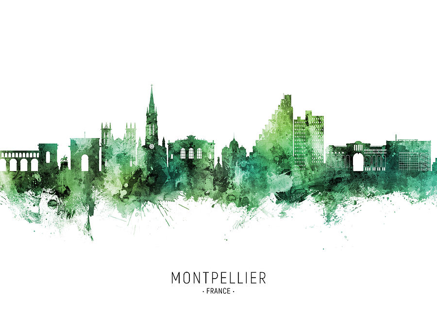 Montpellier France Skyline #13 Digital Art by Michael Tompsett