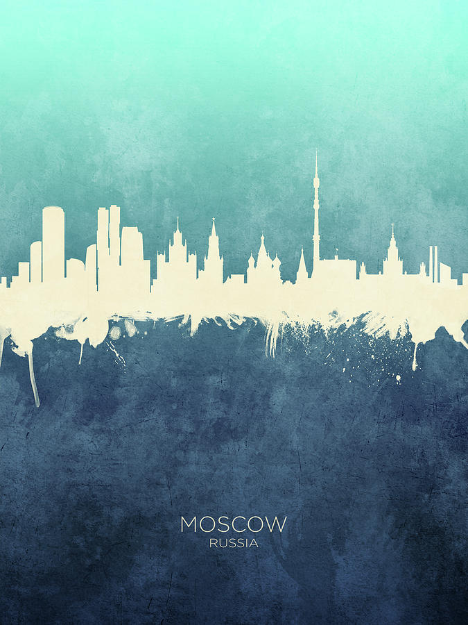 Moscow Digital Art - Moscow Russia Skyline #13 by Michael Tompsett