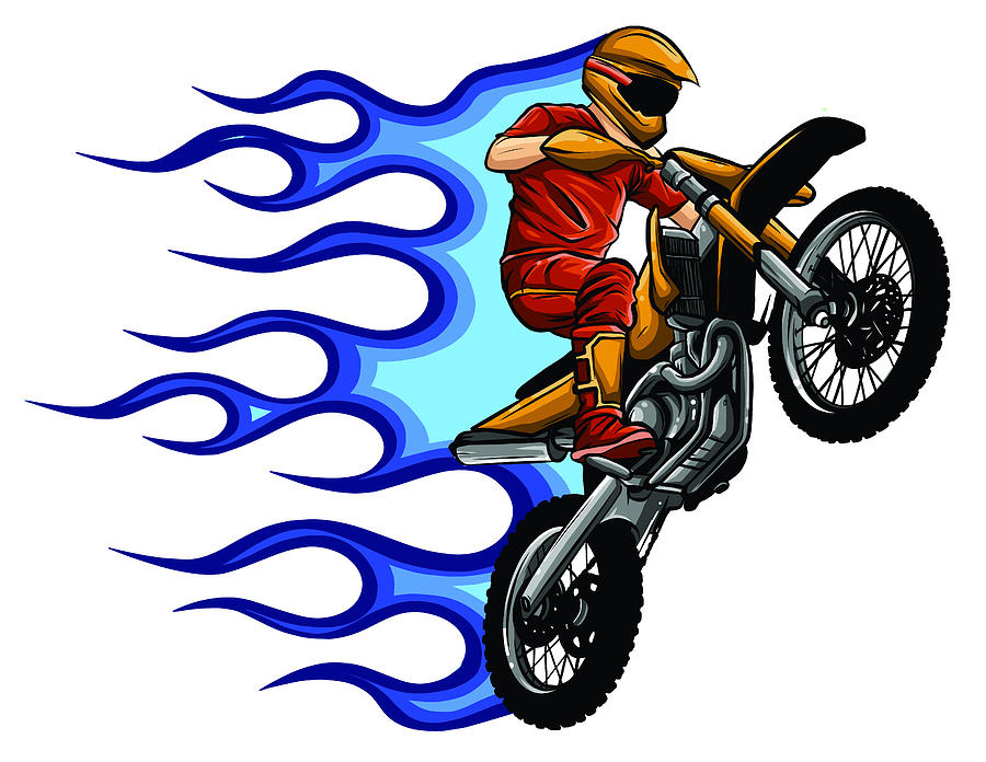 Vector Illustration of Motocross Rider or Racer Take a Turn and Overtake at  Race in Cartoon Style Full Color Stock Vector - Illustration of dangerous,  engine: 222424401