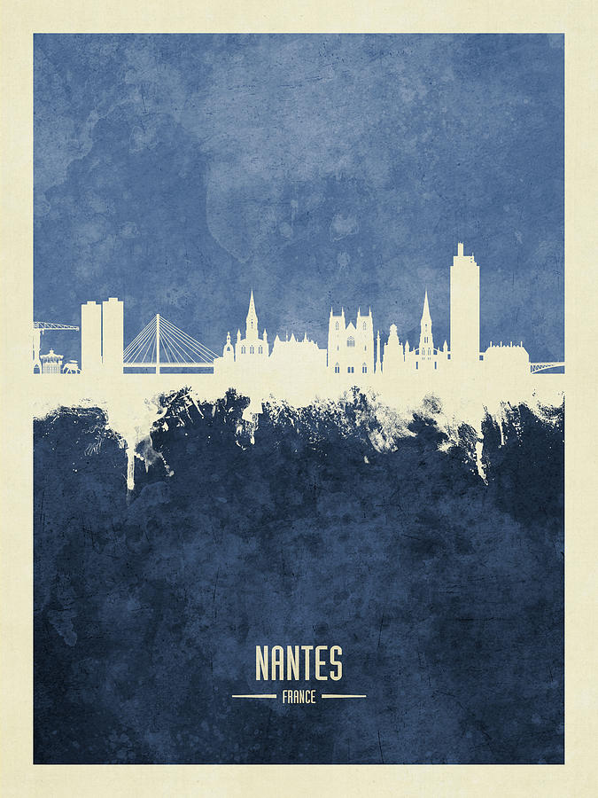 Nantes France Skyline #13 Digital Art by Michael Tompsett