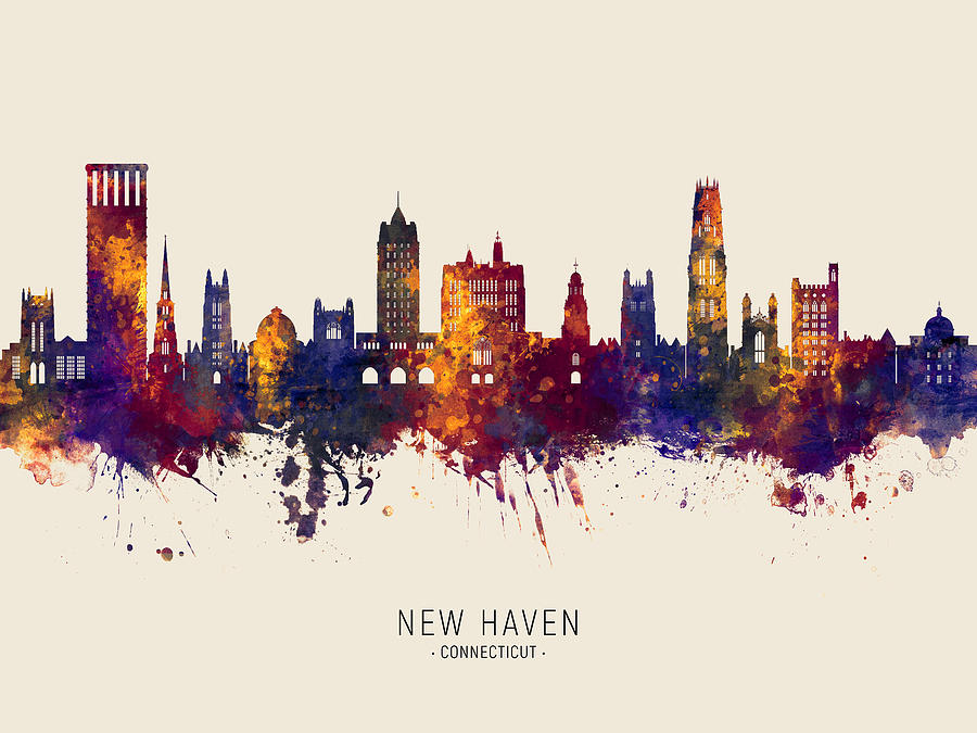 New Haven Connecticut Skyline #13 Digital Art by Michael Tompsett