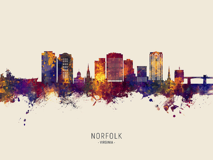 Norfolk Virginia Skyline #32 Digital Art by Michael Tompsett