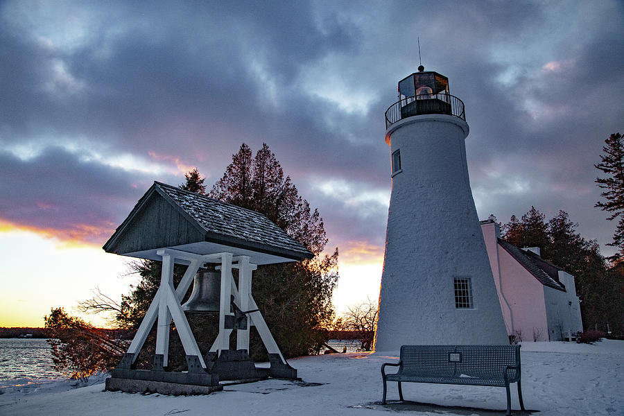 Old Presque Isle Lighthouse in Michigan along Lake Huron in the winter #13 Photograph by Eldon McGraw