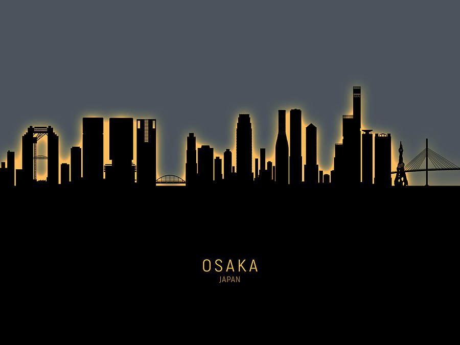 Osaka Japan Skyline #13 Digital Art by Michael Tompsett