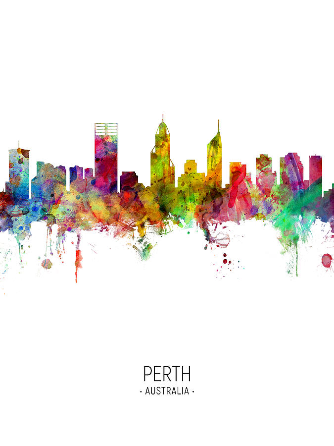 Perth Australia Skyline #13 Digital Art by Michael Tompsett