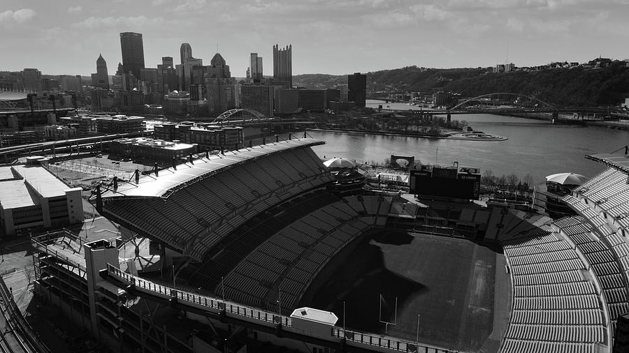 Pittsburgh Steelers Heinz Field in Pittsburgh Pennsylvania in black and white #13 Photograph by Eldon McGraw