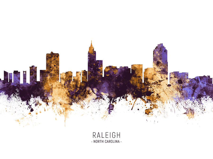 Raleigh Digital Art - Raleigh North Carolina Skyline #13 by Michael Tompsett