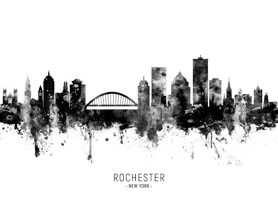 Rochester Skyline Digital Art - Rochester New York Skyline #13 by Michael Tompsett