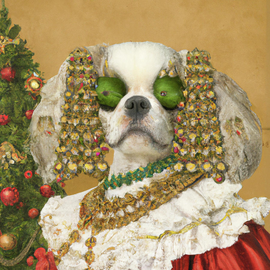 Royal, Ugly Christmas, Pet Portrait, Royal Dog Painting, Animal, King Portrait, Classic Pet Portrait #13 Painting by Ricki Mountain