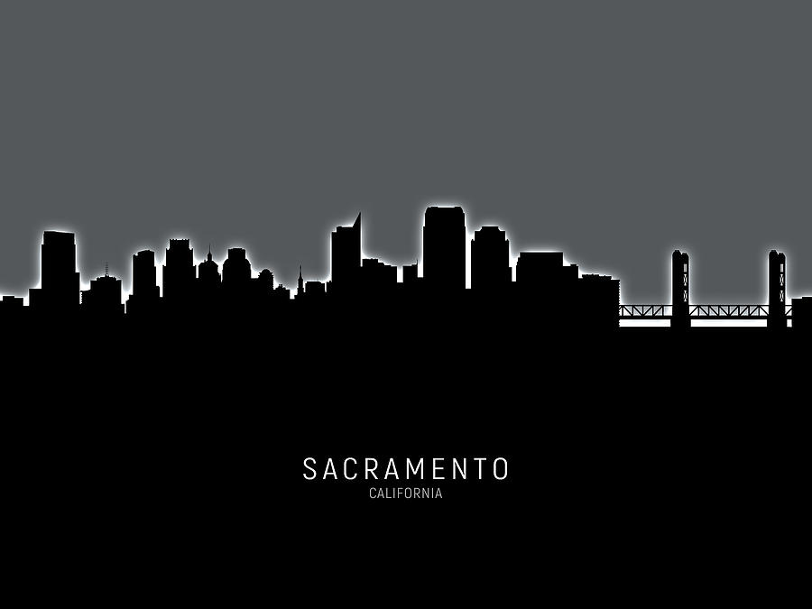 Sacramento Digital Art - Sacramento California Skyline #13 by Michael Tompsett