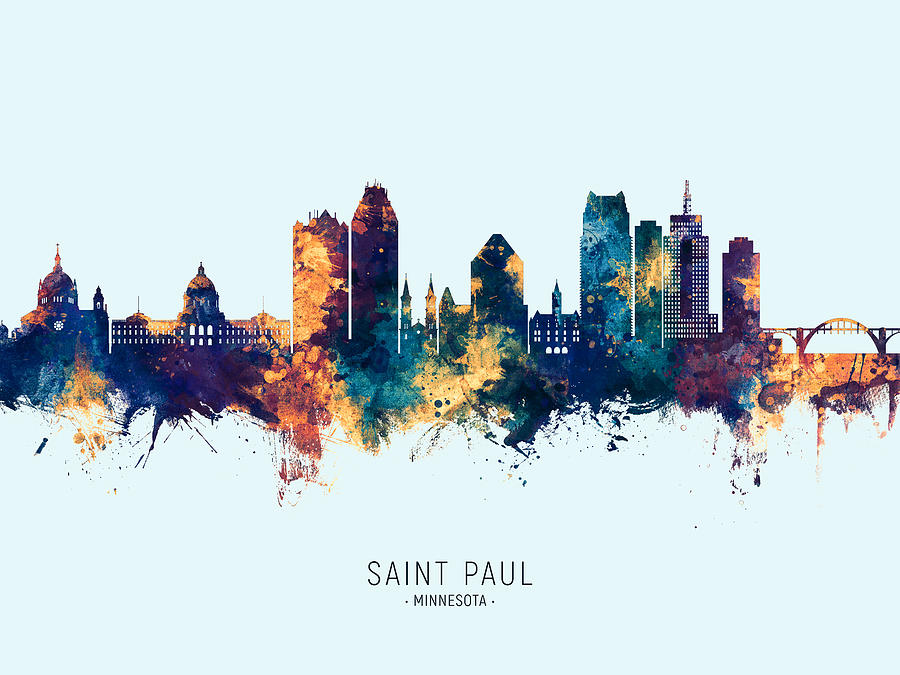 Saint Paul Minnesota Skyline #13 Digital Art by Michael Tompsett