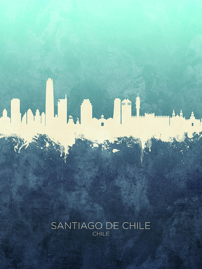 Skyline Digital Art - Santiago de Chile Skyline #13 by Michael Tompsett