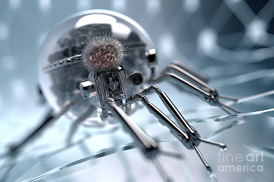 sci fi Nanorobot close up inside body #13 Digital Art by Benny Marty