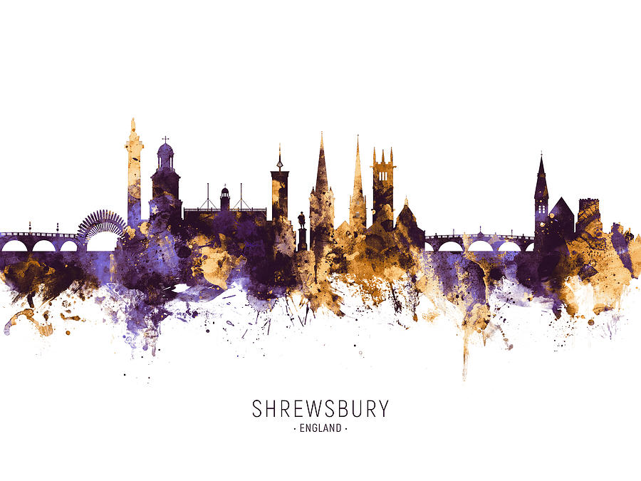 Shrewsbury England Skyline #13 Digital Art by Michael Tompsett