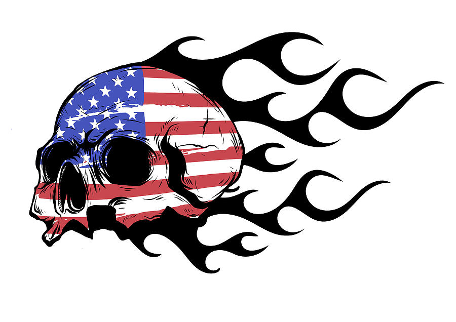 Halloween Digital Art - Skull on Fire with Flames Vector Illustration #13 by Dean Zangirolami