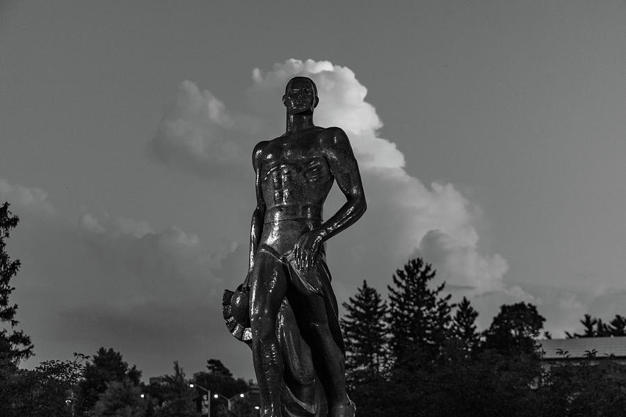 Spartan statue at night on the campus of Michigan State University in East Lansing Michigan #13 Photograph by Eldon McGraw