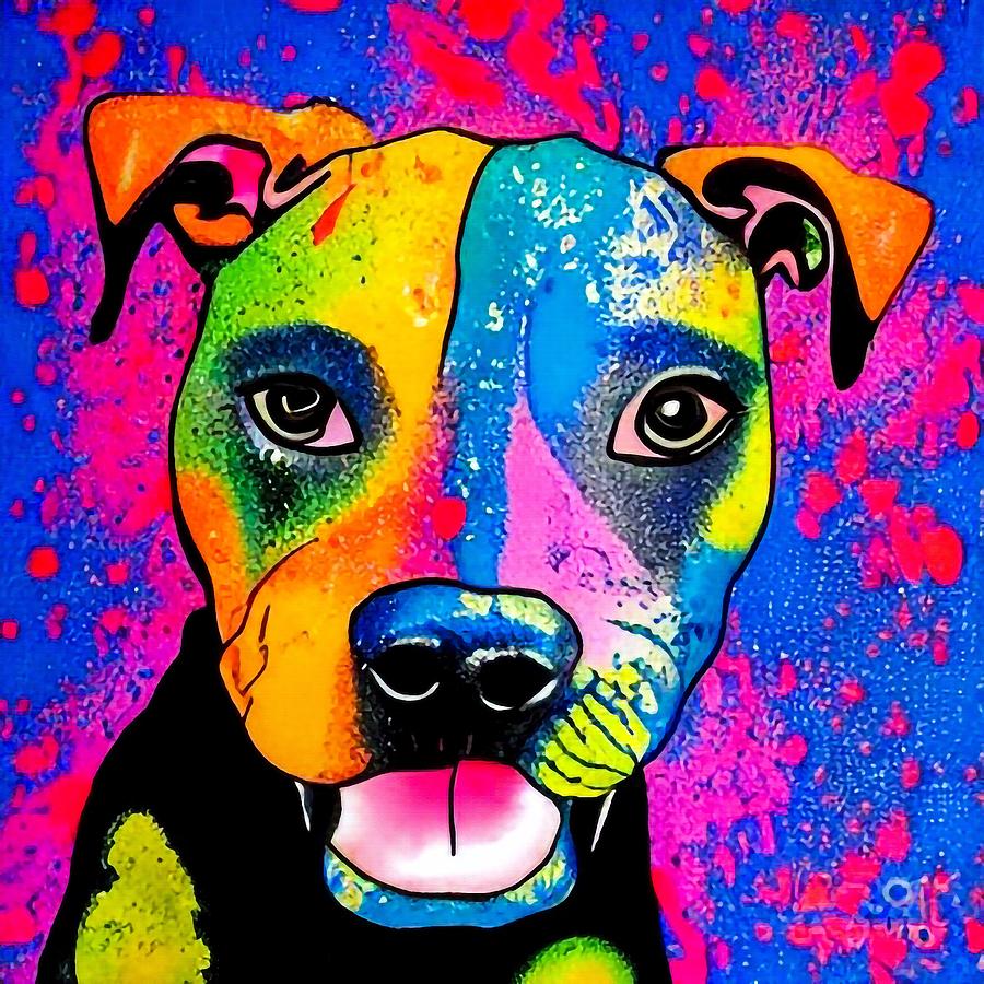 Staffordshire Bull Terrier Dog Splatter painting Digital Art by Adrien ...