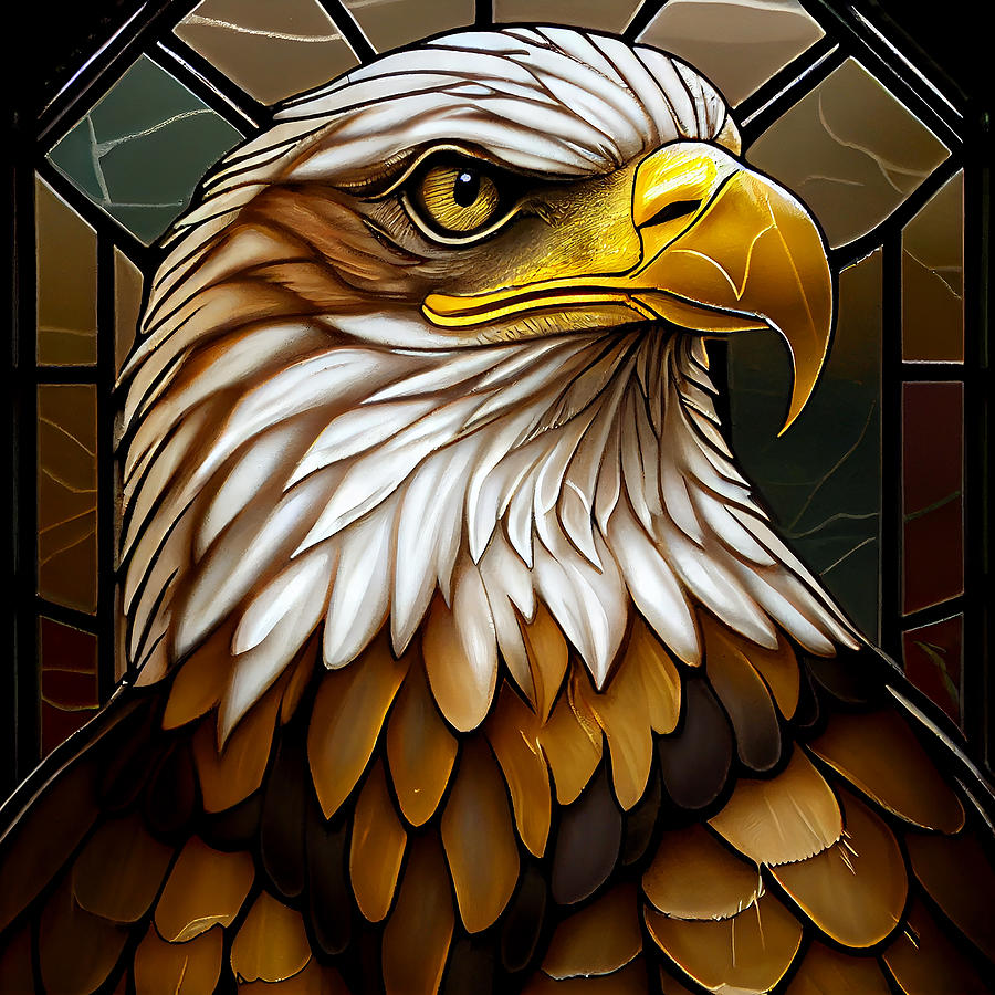 Stained Glass Window Style Eagle Mixed Media