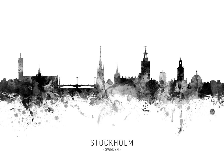 Stockholm Sweden Skyline #13 Digital Art by Michael Tompsett