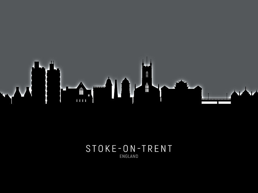 Stoke-on-Trent England Skyline #13 Digital Art by Michael Tompsett