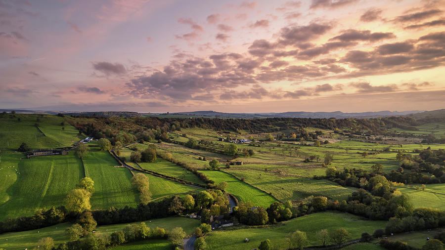 Stunning Aerial Drone Landscape Image Of Peak District Countrysi Photograph