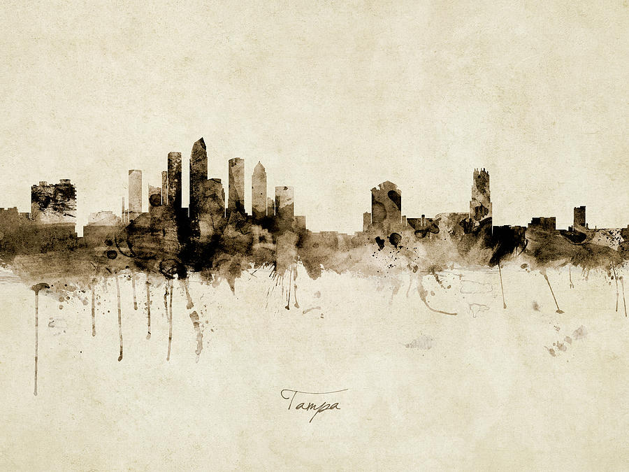 Tampa Digital Art - Tampa Florida Skyline #13 by Michael Tompsett