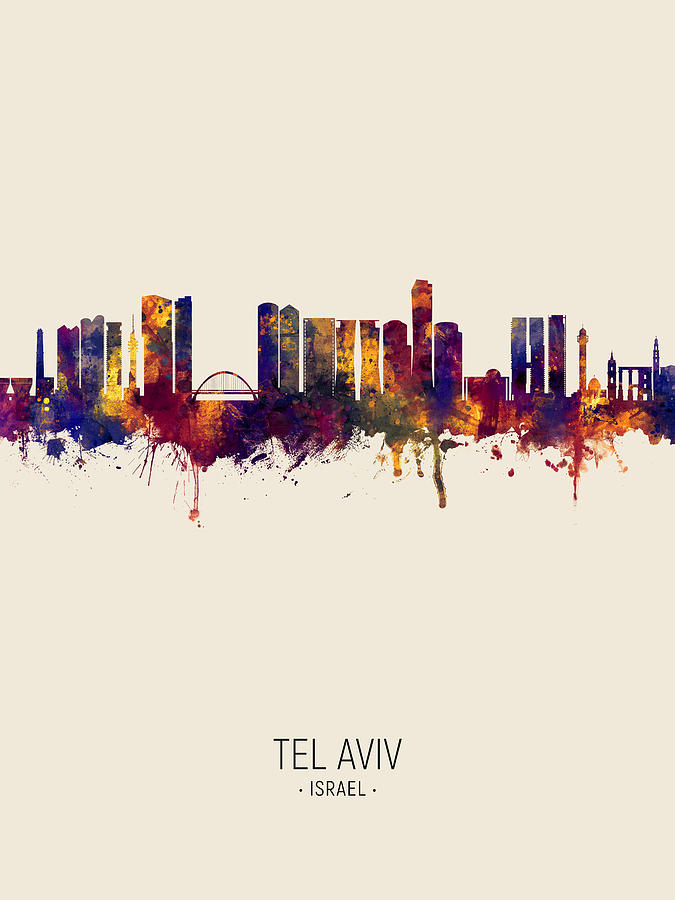 Tel Aviv Israel Skyline #13 Digital Art by Michael Tompsett