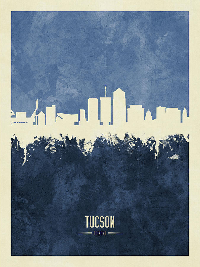 Tucson Digital Art - Tucson Arizona Skyline #13 by Michael Tompsett