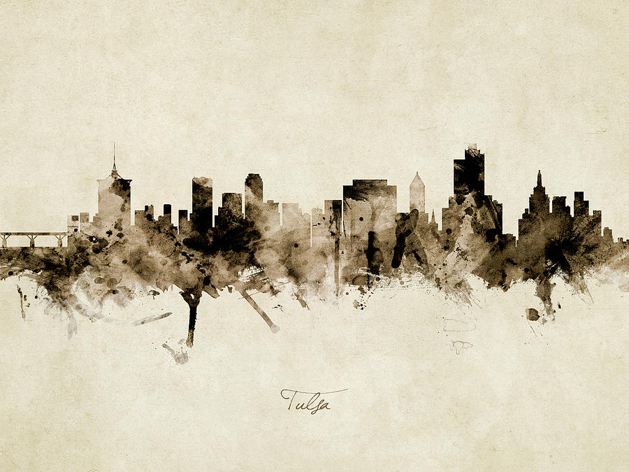 Tulsa Digital Art - Tulsa Oklahoma Skyline #13 by Michael Tompsett