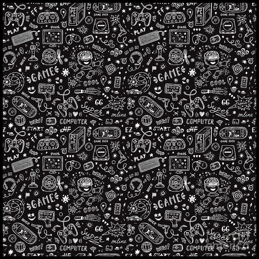 Video Games Pattern Gaming Console Computer Play Digital Art by Mister ...