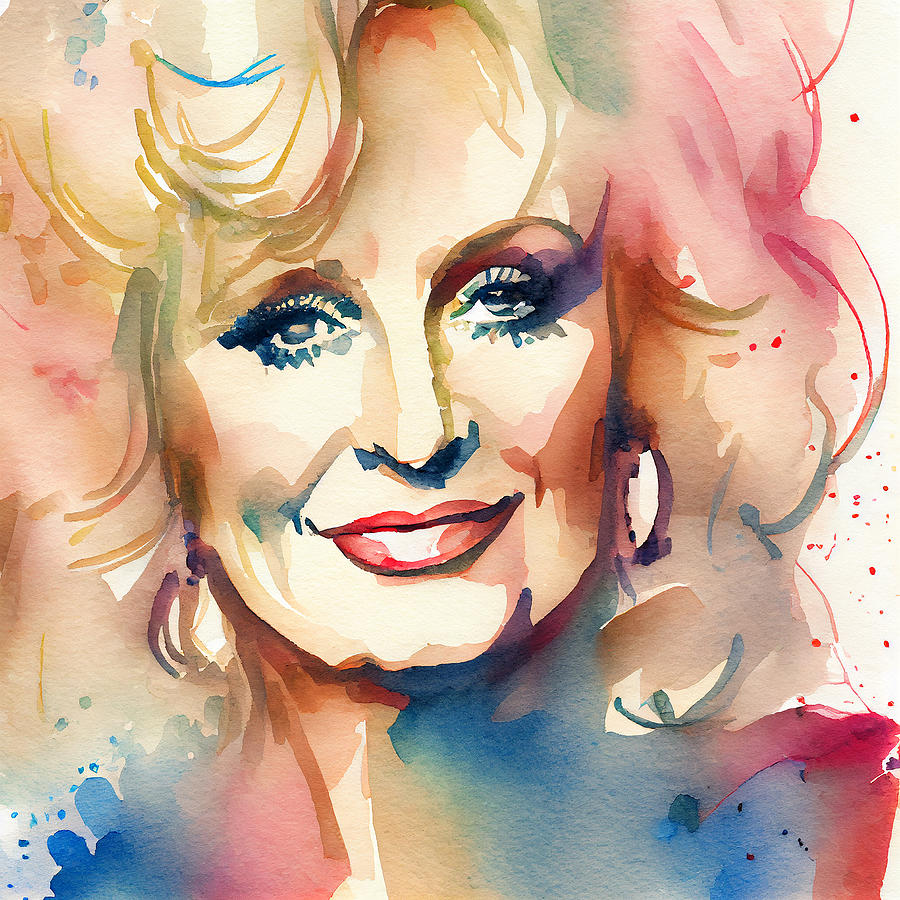 Watercolour Of Dolly Parton Mixed Media
