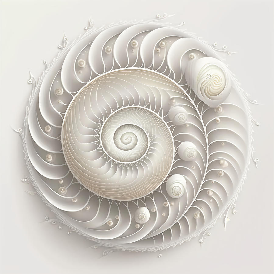 White Pearl Fibonacci Golden Ratio Style Drawing by RAGANA Design - Pixels