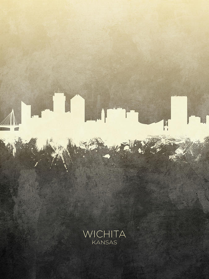 Wichita Digital Art - Wichita Kansas Skyline #13 by Michael Tompsett
