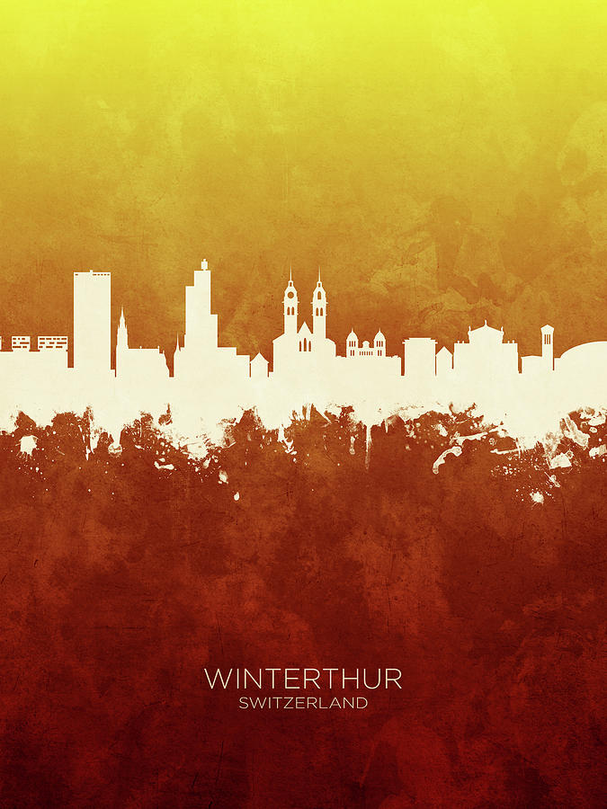 Winterthur Switzerland Skyline #13 Digital Art by Michael Tompsett