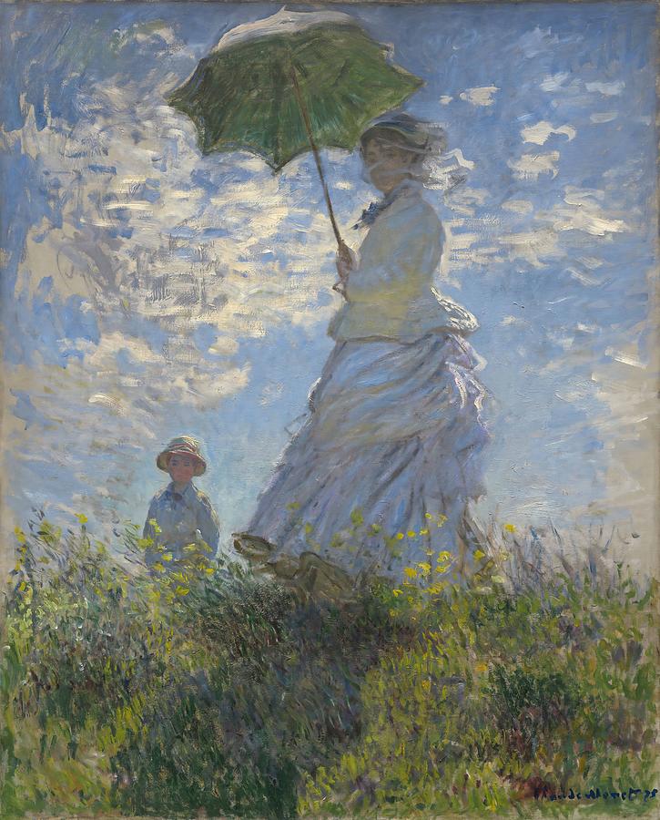 Claude Monet Painting - Woman with a Parasol   Madame Monet and Her Son  #13 by Claude Monet
