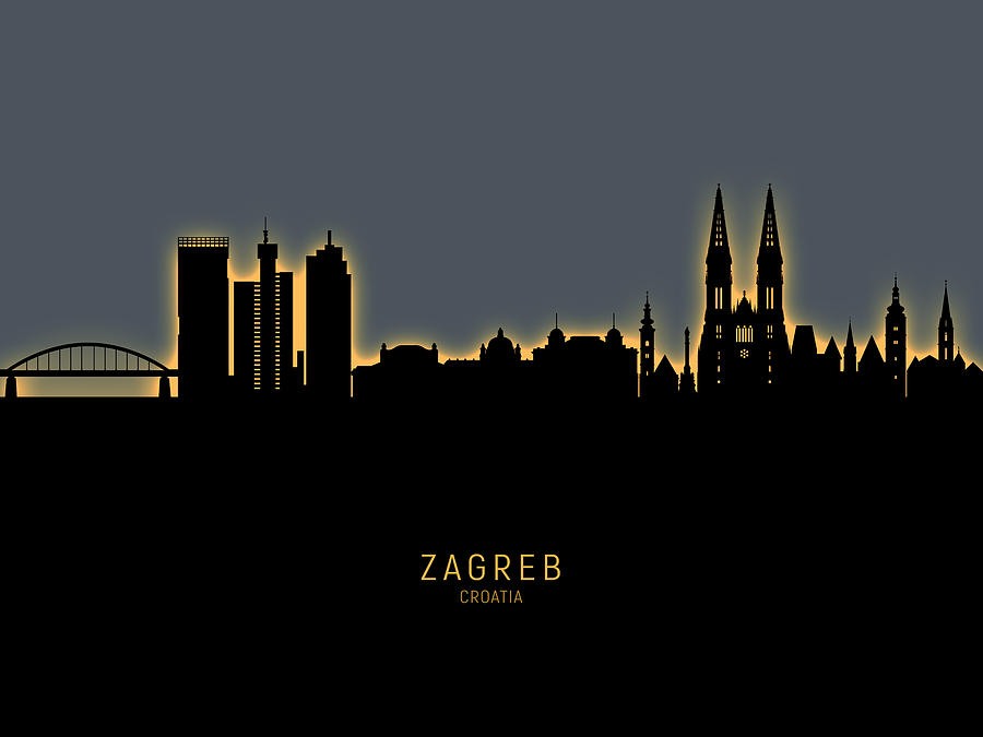 Zagreb Croatia Skyline #13 Digital Art by Michael Tompsett