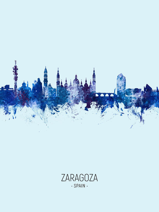 Zaragoza Spain Skyline #13 Digital Art by Michael Tompsett